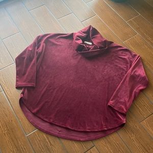Lou & Grey loose turtleneck soft Valore burgundy longsleeve oversize top sz XL